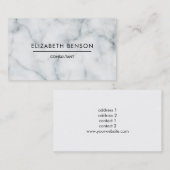Schwarz-Weiß-Marmor beruflich elegant schlicht Visitenkarte (Vorne/Hinten)