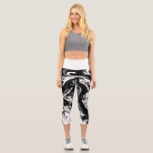 Schwarz-Weiß-Marmor Capri Leggings (Vorderseite)