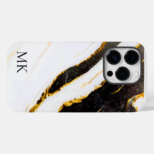 Schwarz-Weiß-Marmor Case-Mate iPhone Hülle (Rückseite (Horizontal))