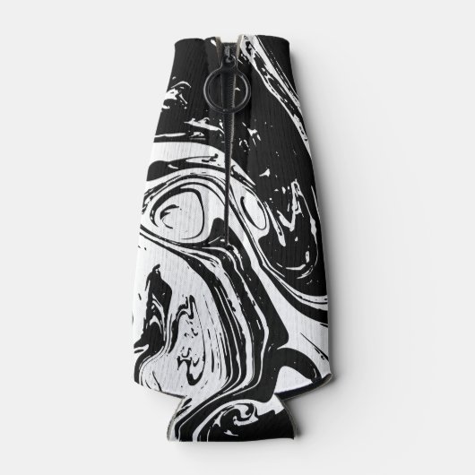 Schwarz-Weiß-Marmor Cooler Flaschenkühler (Rückseite)