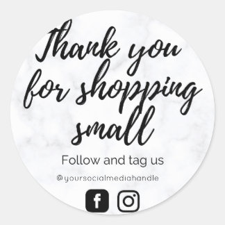 Schwarz-Weiß-Marmor Danke-Aufkleber Runder Aufkleber