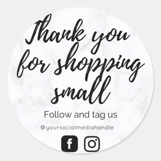 Schwarz-Weiß-Marmor Danke-Aufkleber Runder Aufkleber (Vorderseite)