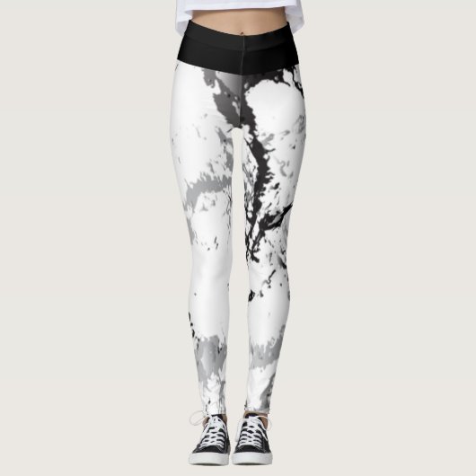 Schwarz-Weiß-Marmor-Design - passen Leggings (Vorderseite)