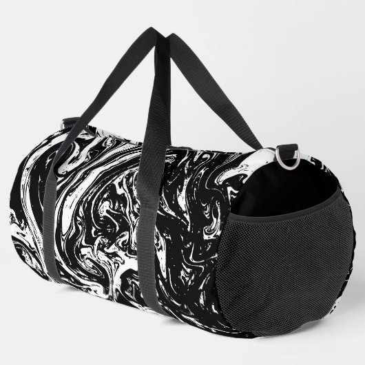 Schwarz-Weiß-Marmor Duffle Bag (Rechte Ecke)