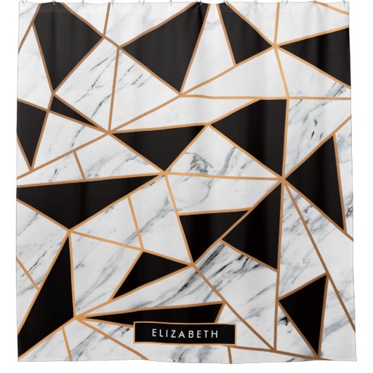 Schwarz-Weiß-Marmor Duschvorhang (Vorderseite)