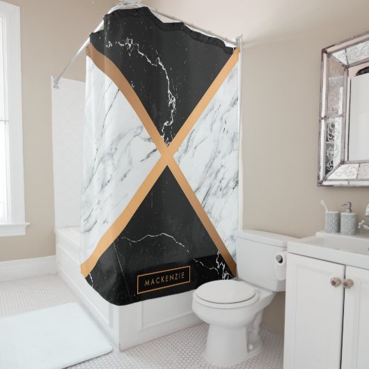 Schwarz-Weiß-Marmor Duschvorhang (Beispiel)