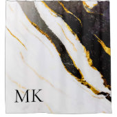 Schwarz-Weiß-Marmor Duschvorhang (Vorderseite)