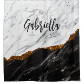 Schwarz-Weiß-Marmor Duschvorhang (Vorderseite)