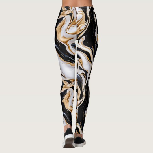 Schwarz-Weiß-Marmor-Effekt Ai Leggings (Rückseite)
