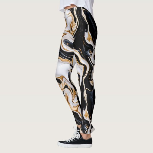 Schwarz-Weiß-Marmor-Effekt Ai Leggings (Links)