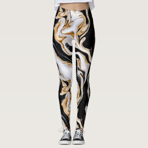 Schwarz-Weiß-Marmor-Effekt Ai Leggings