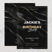 Schwarz-Weiß-Marmor Einladung (Vorne/Hinten)