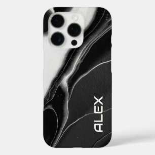 Schwarz-Weiß-Marmor-Farbmuster - Moderne Abstr. iPhone 16 Pro Hülle