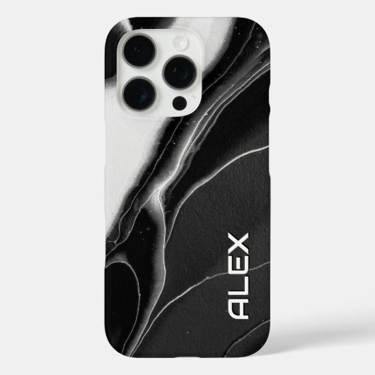 Schwarz-Weiß-Marmor-Farbmuster - Moderne Abstr. Case-Mate iPhone Hülle (Rückseite)