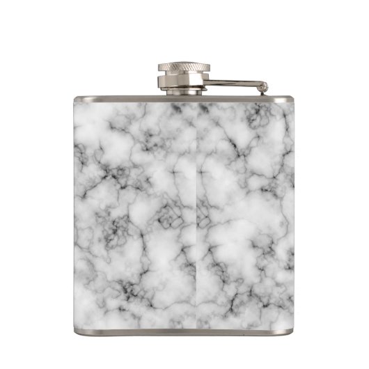 Schwarz-Weiß-Marmor-Finish Flachmann (Rückseite)