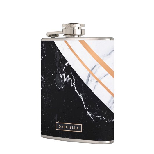 Schwarz-Weiß-Marmor Flachmann (Links)