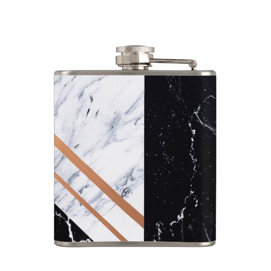 Schwarz-Weiß-Marmor Flachmann (Rückseite)