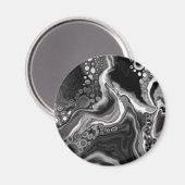Schwarz-Weiß-Marmor-Fluid Art Magnet (Vorderseite/Rückseite)