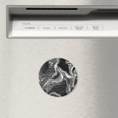 Schwarz-Weiß-Marmor-Fluid Art Magnet (In Situ (Geschirrspüler))