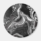 Schwarz-Weiß-Marmor-Fluid Art Magnet (Vorne)