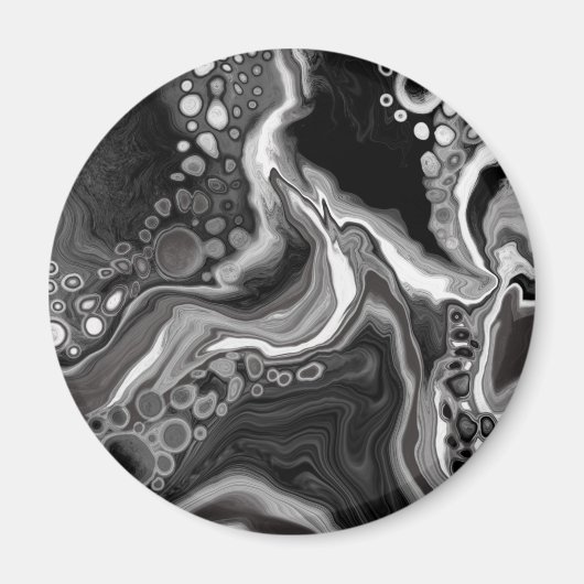 Schwarz-Weiß-Marmor-Fluid Art Magnet (Vorne)