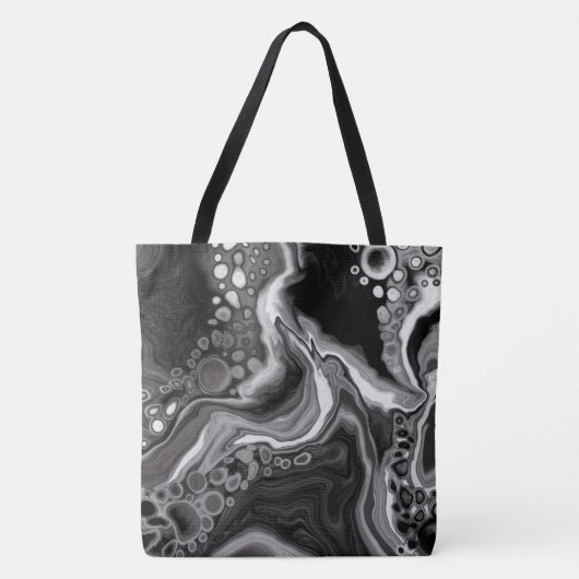 Schwarz-Weiß-Marmor-Fluid Art Tasche (Vorderseite)