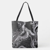 Schwarz-Weiß-Marmor-Fluid Art Tasche (Rückseite)