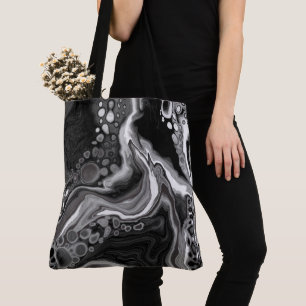 Schwarz-Weiß-Marmor-Fluid Art Tasche