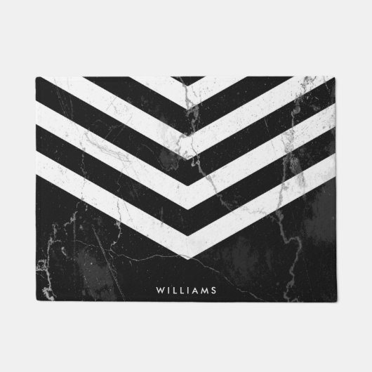 Schwarz-Weiß-Marmor Fußmatte (Vorderseite)