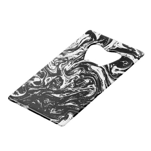 Schwarz-Weiß-Marmor Geldbeutel Flaschenöffner (Vorderseite Schrägansicht)