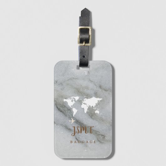 Schwarz-Weiß-Marmor Gepäckanhänger (Vorderseite Vertikal)