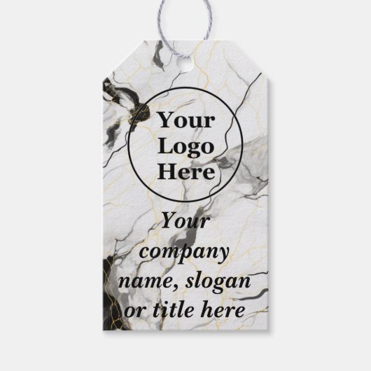 Schwarz-Weiß-Marmor Geschenkanhänger (Vorderseite)