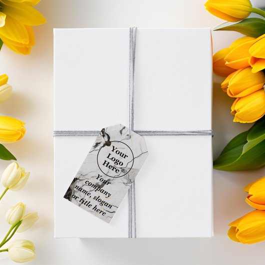 Schwarz-Weiß-Marmor Geschenkanhänger