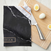 Schwarz-Weiß-Marmor Geschirrtuch (Viertel Falte)