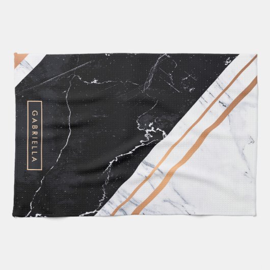 Schwarz-Weiß-Marmor Geschirrtuch (Horizontal)