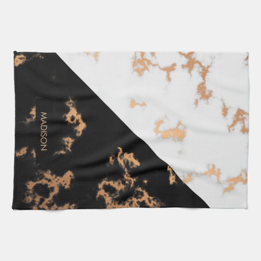 Schwarz-Weiß-Marmor Geschirrtuch (Horizontal)