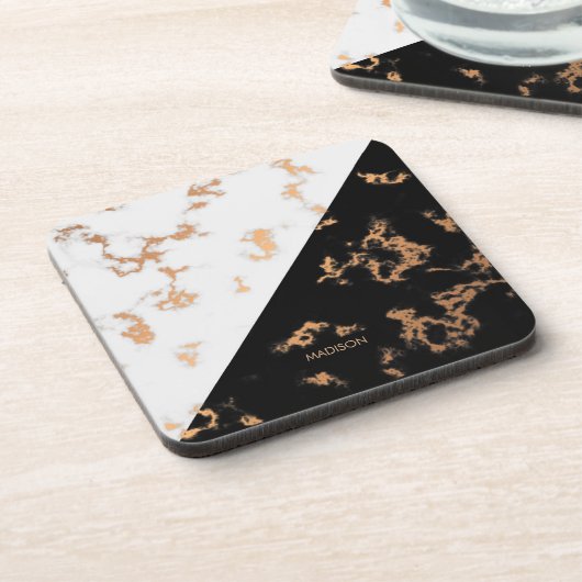 Schwarz-Weiß-Marmor Getränkeuntersetzer (Linke Seite)