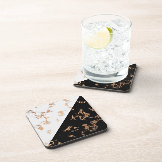 Schwarz-Weiß-Marmor Getränkeuntersetzer (Rechte Seite)