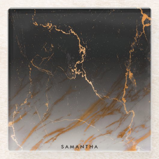 Schwarz-Weiß-Marmor Glasuntersetzer (Vorderseite)