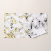 Schwarz-Weiß-Marmor-Gold-Funkelflake Monogram Badhandtuch Set (Handtuch)