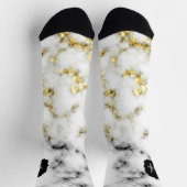 Schwarz-Weiß-Marmor-Gold-Funkelflake Monogram Socken (Oben)