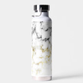 Schwarz-Weiß-Marmor-Gold-Funkelflake Monogram Trinkflasche (Rechts)