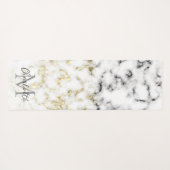 Schwarz-Weiß-Marmor-Gold-Funkelflake Monogram Yogamatte (Rückseite (Horizontal))