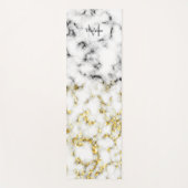 Schwarz-Weiß-Marmor-Gold-Funkelflake Monogram Yogamatte (Vorderseite)