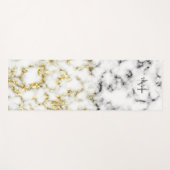 Schwarz-Weiß-Marmor-Gold-Funkelflake Monogram Yogamatte (Vorderseite (Horizontal))