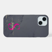 Schwarz-Weiß-Marmor Gold-Glitter-Monogramm iPhone 15 Hülle (Rückseite (Horizontal))
