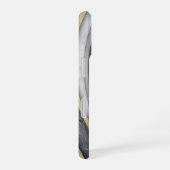 Schwarz-Weiß-Marmor-Gold-Glitter-Monogramm iPhone 16 Hülle (Rechte Seite)