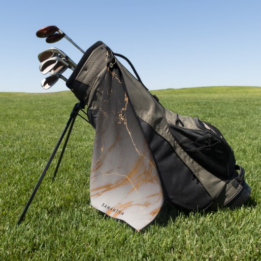 Schwarz-Weiß-Marmor Golfhandtuch (Gras)