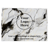 Schwarz-Weiß-Marmor Große Geschenktüte (Rückseite)