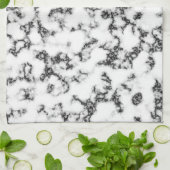 Schwarz-Weiß-Marmor Handtuch (Gefaltet)